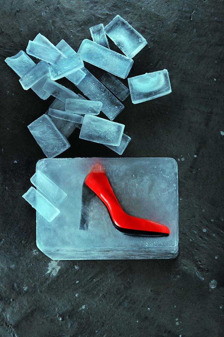Zapato de tacón y hielo